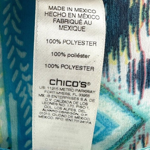 Chicos Womens Loose Blouse Ikat Pattern Lightweight Round Neck Multicolor L/XL - Picture 6 of 7